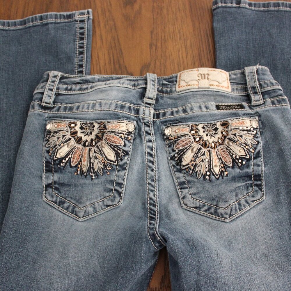 Miss Me Mid-Rise Embellished Dreamcatcher Jeans Chloe Boot Cut Size 26